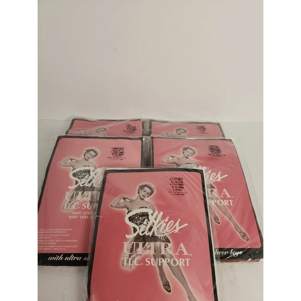 Lot of 5 Vintage Silkies Ultra TLC Support Pantyhose XL Queen 5-Beige 100502